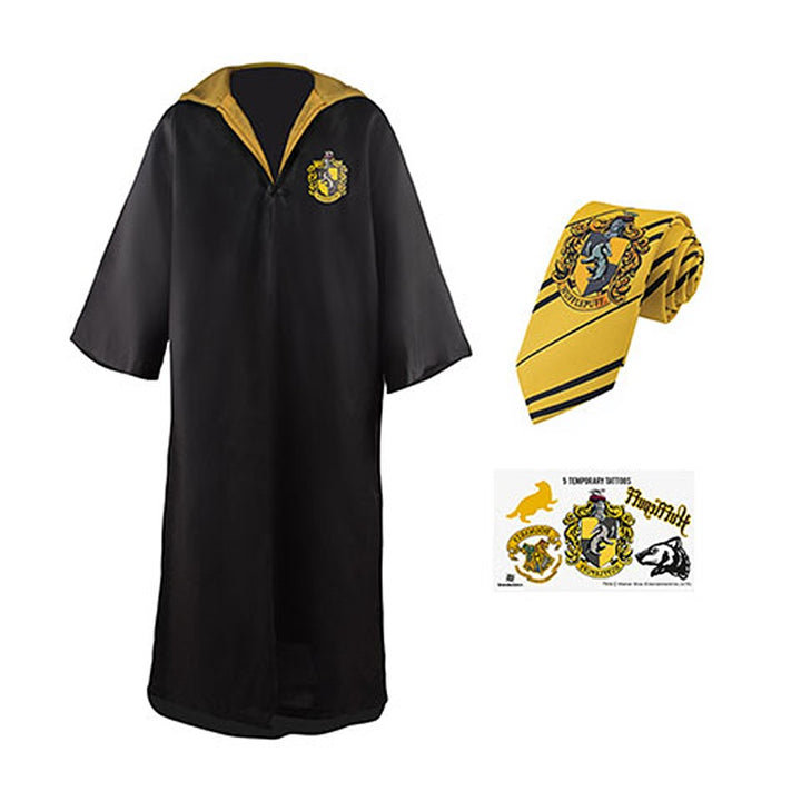 Pack Hufflepuff compuesto de túnica, corbata y tatuajes, Harry Potter