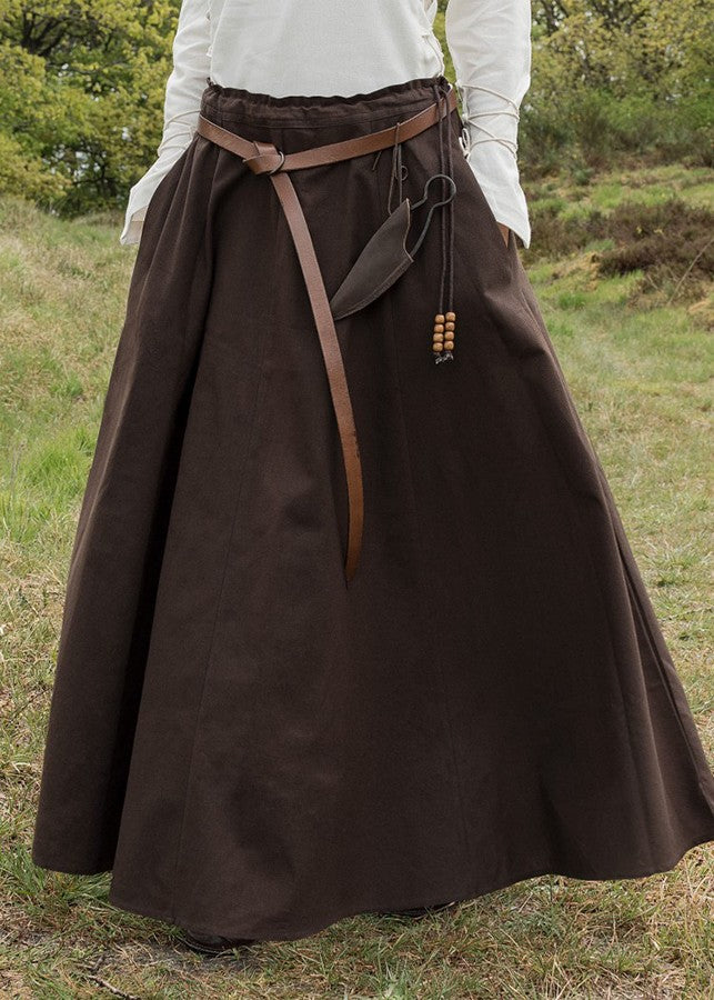 Falda medieval larga marrón oscuro
