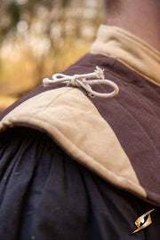 Gorjal medieval acolchado, marrón-marrón claro