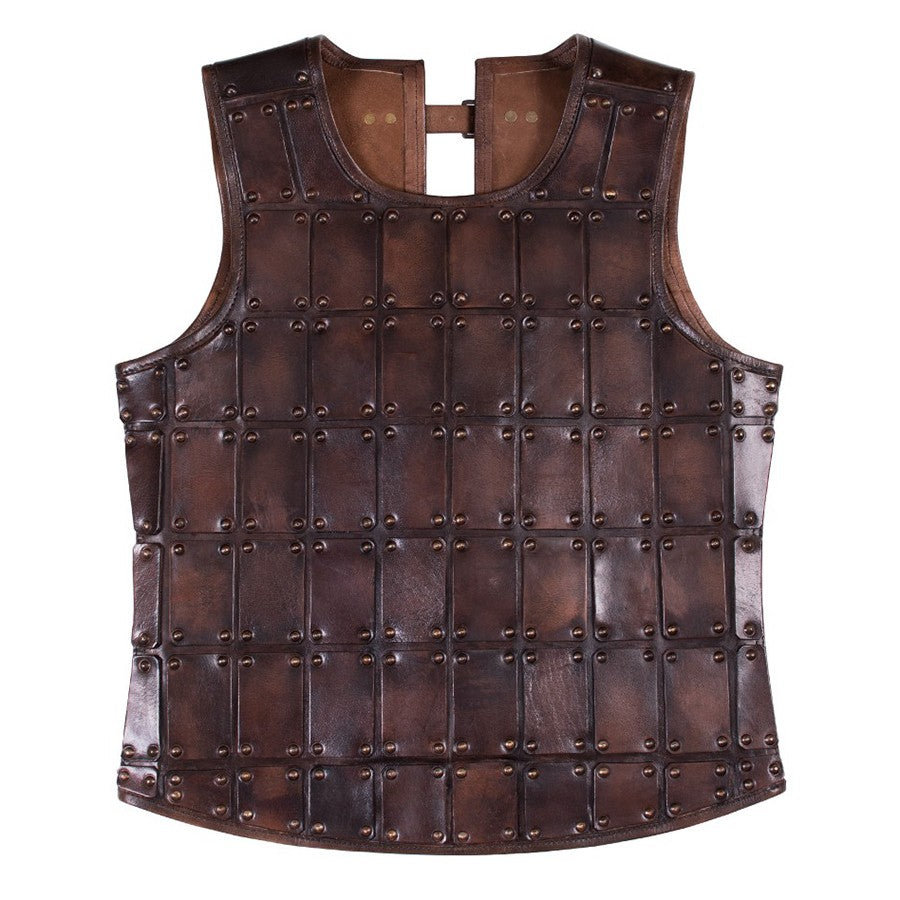 Brigantina medieval corta, en cuero