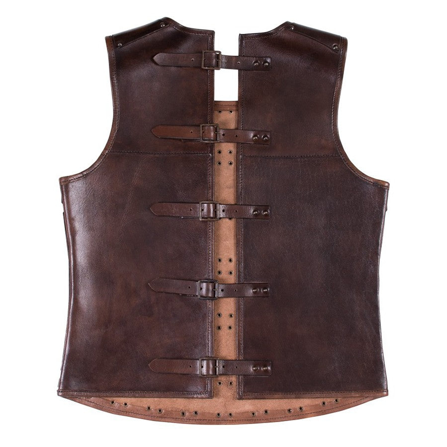 Brigantina medieval corta, en cuero