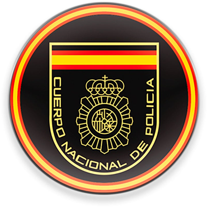 Imán Cuerpo Nacional de la Policía Española CNP, fondo negro, para nevera