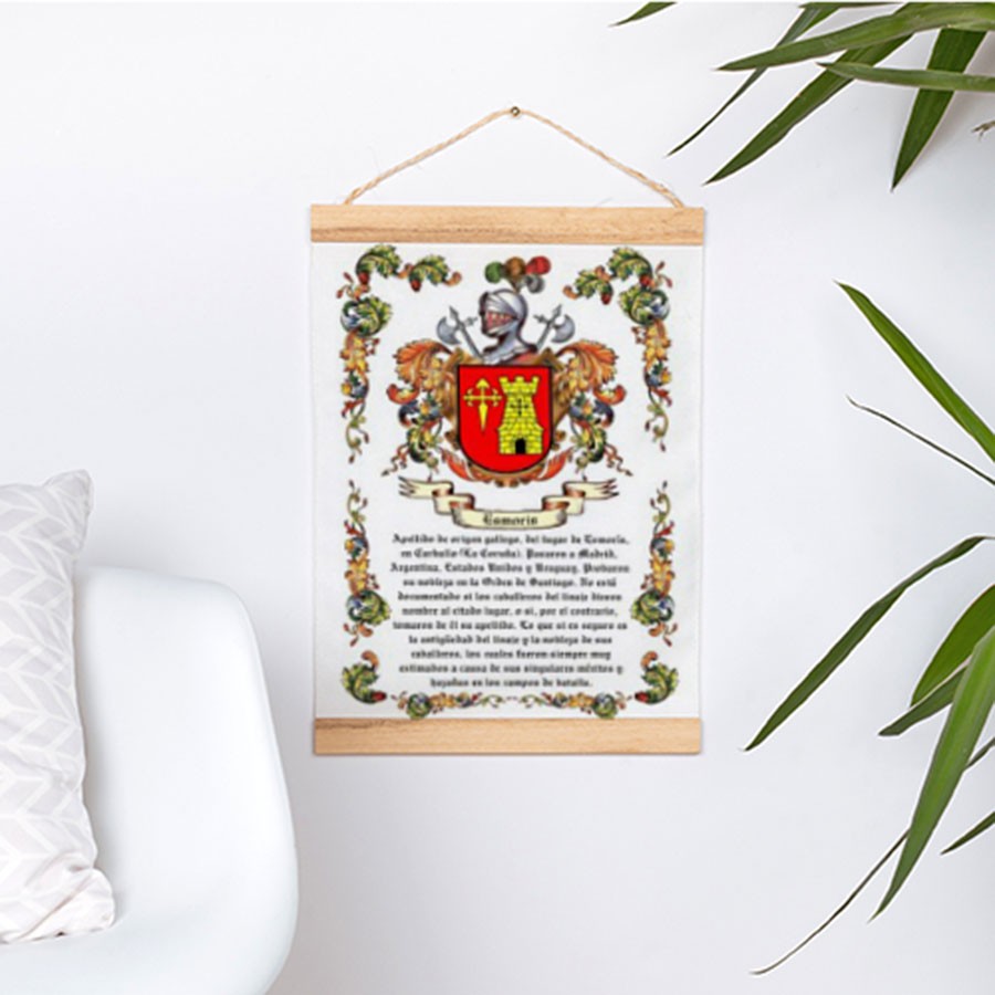Banderín con marco de madera Personalizado con tu Apellido (30x45 cm.)