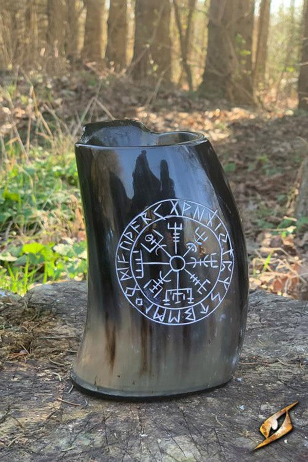 Jarra de asta vikinga modelo Vegvisir, acabado claro