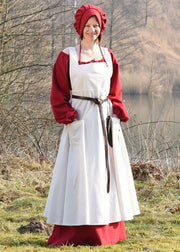 Delantal medieval Ruth en algodón, color blanco natural