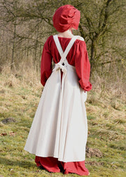 Delantal medieval Ruth en algodón, color blanco natural
