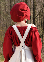 Delantal medieval Ruth en algodón, color blanco natural