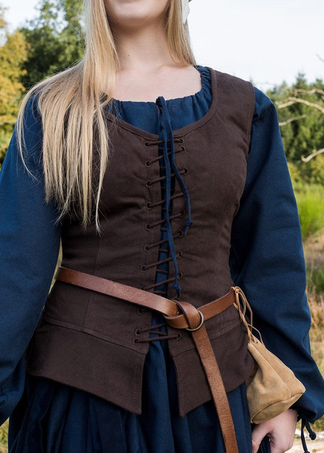 Corpiño medieval modelo Tilda, marrón