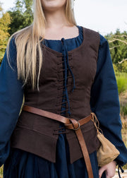 Corpiño medieval modelo Tilda, marrón