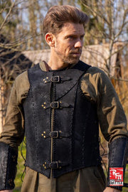 Armadura medieval de cuero Guerrero Veterano, negro