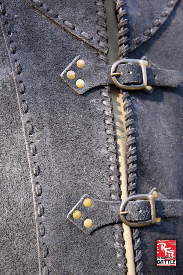 Armadura medieval de cuero Guerrero Veterano, negro