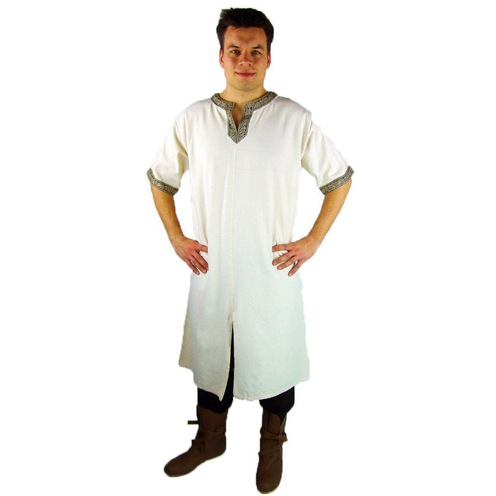 Túnica vikinga manga corta Richard, blanco natural