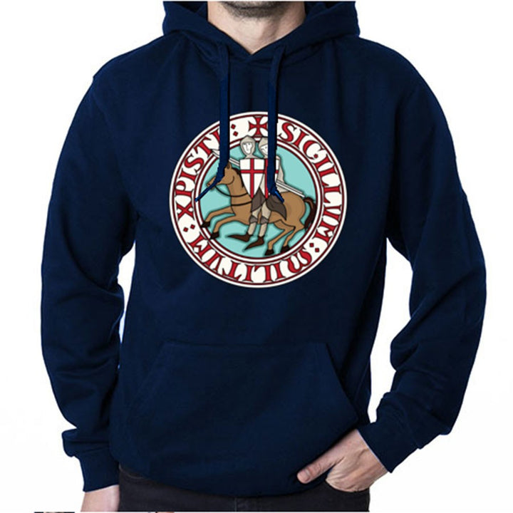 Sudadera Azul Marino de los Caballeros Templarios con Capucha