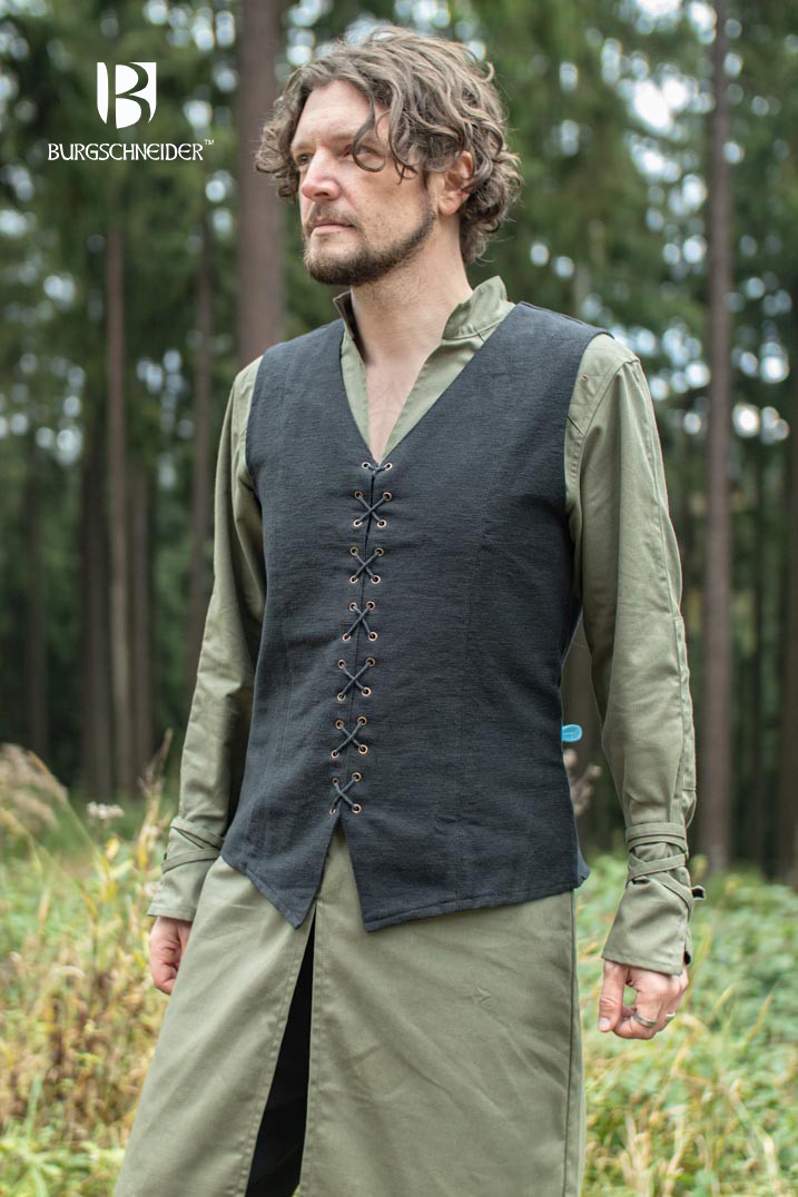 Chaleco medieval de campesino Maron, color negro