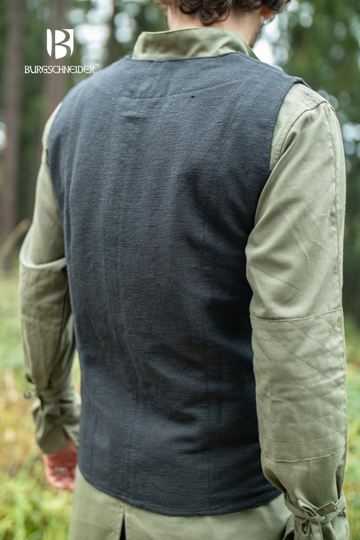Chaleco medieval de campesino Maron, color negro