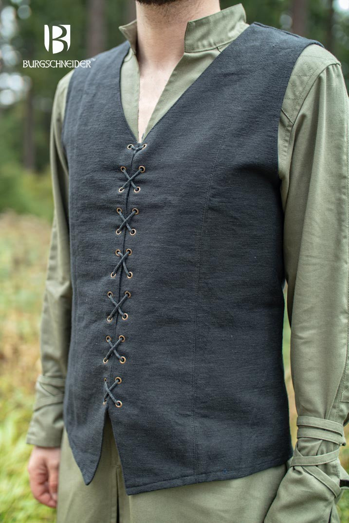 Chaleco medieval de campesino Maron, color negro