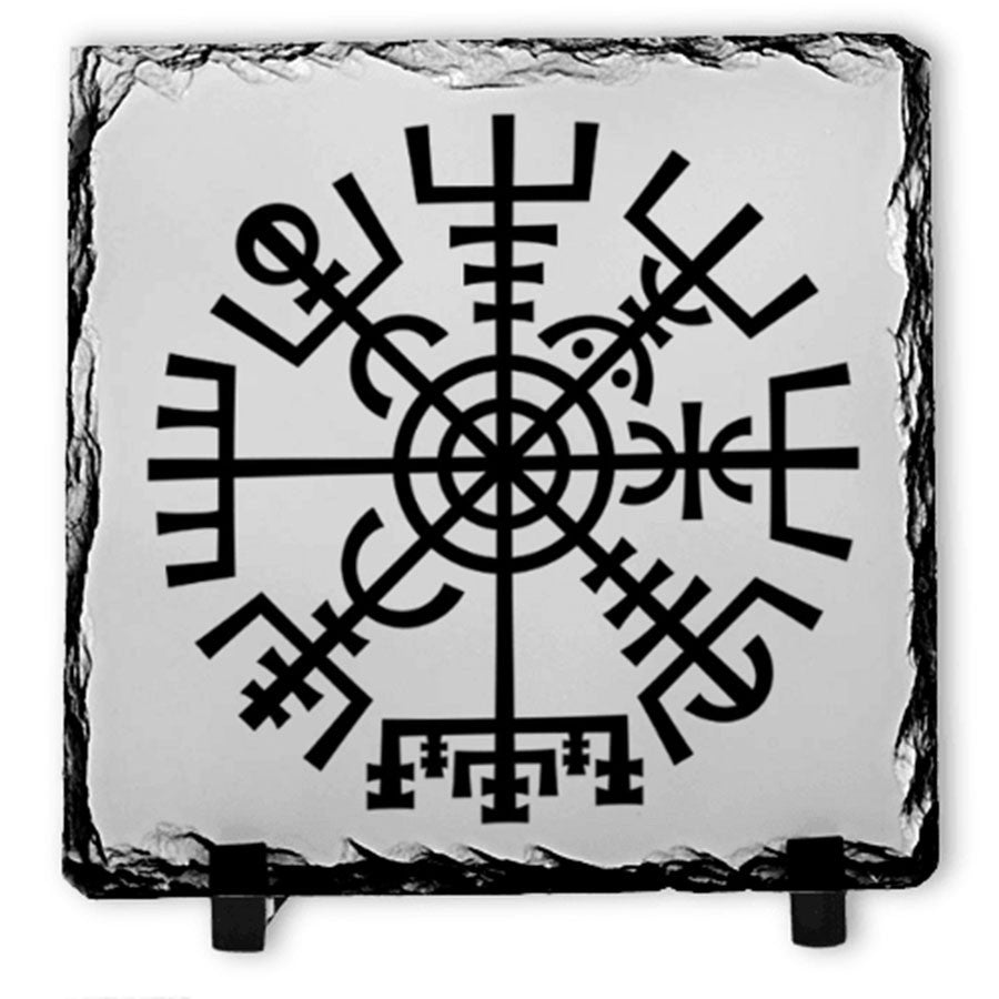 Vegvisir Vikingo sobre Piedra de Pizarra (20x20 cms.)