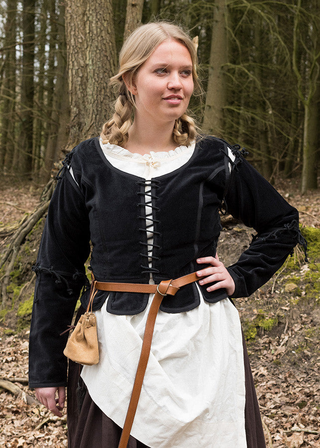 Chaqueta medieval Griselda en Antelina, color negro