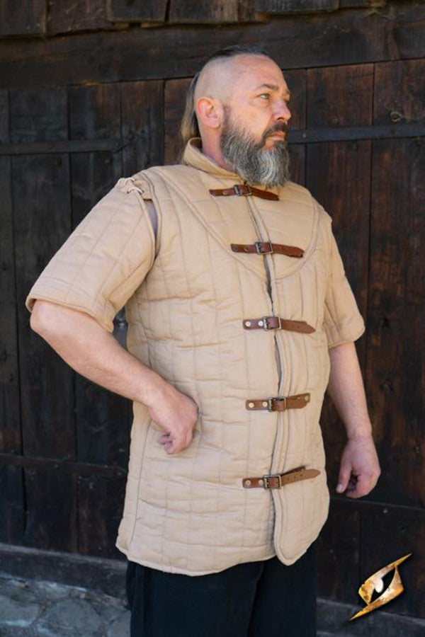 Gambesón medieval manga corta del Guerrero, Beige desierto