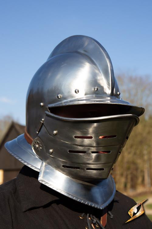 Casco Borgoñota con visera en acero pulido, Epic Armoury