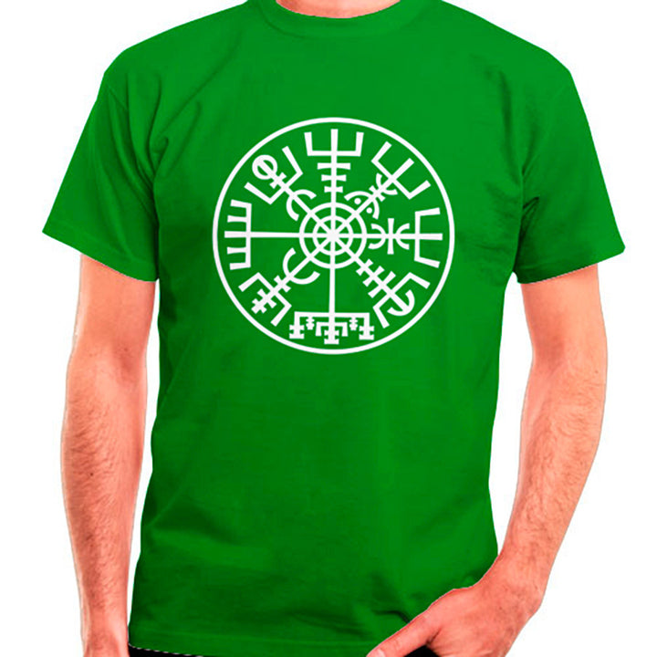 Camiseta Vikingos Vegvísir verde, manga corta