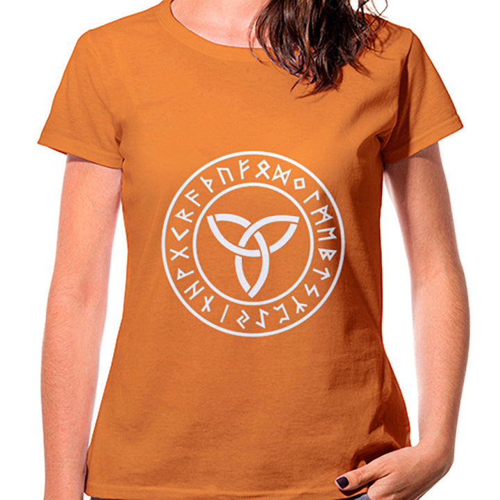 Camiseta Mujer Naranja Trisqueta Celta, manga corta