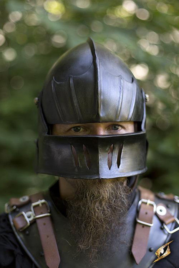 Casco Sallet con visera, Oscuro épico