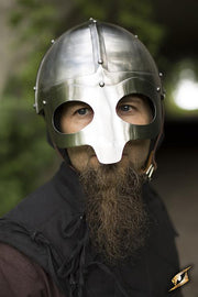 Casco vikingo con antifaz, acabado pulido