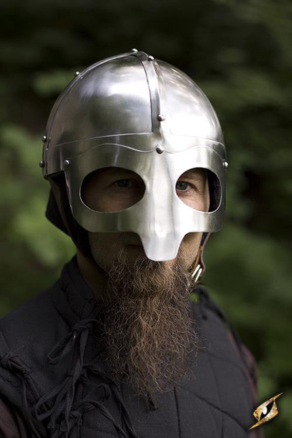 Casco vikingo con antifaz, acabado pulido