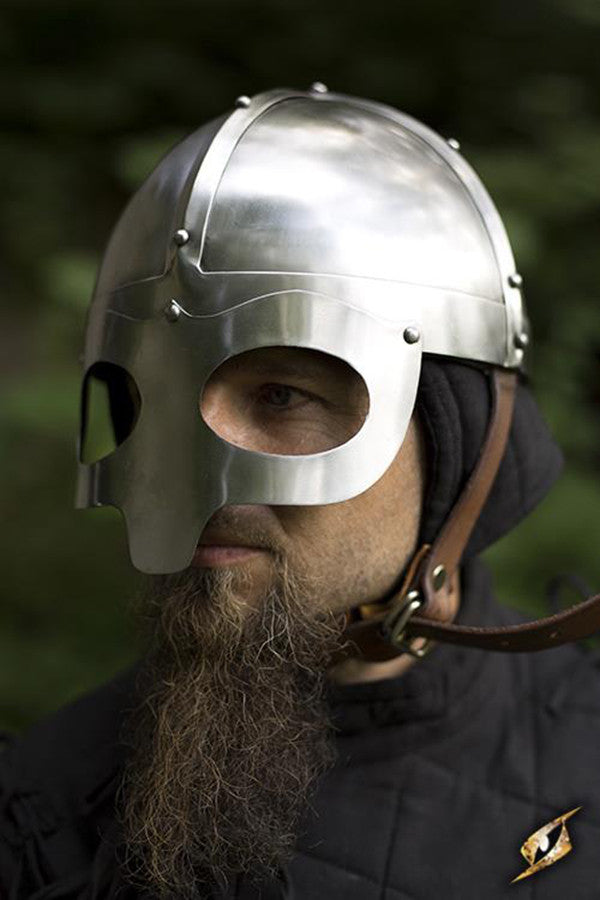 Casco vikingo con antifaz, acabado pulido