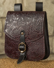 Bolso medieval Beatriz en cuero repujado rojizo
