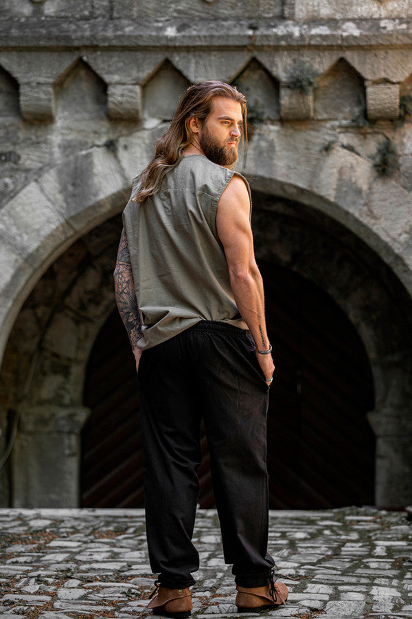 Camisa medieval gris sin mangas, modelo Jean