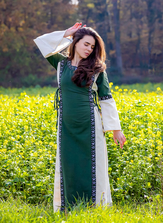 Vestido medieval mujer modelo Sophie, Verde-blanco