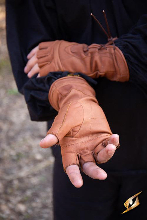 Guantes fantasía del Pícaro en cuero marrón claro