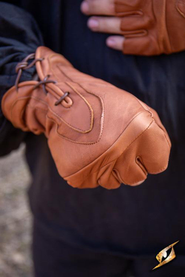Guantes fantasía del Pícaro en cuero marrón claro