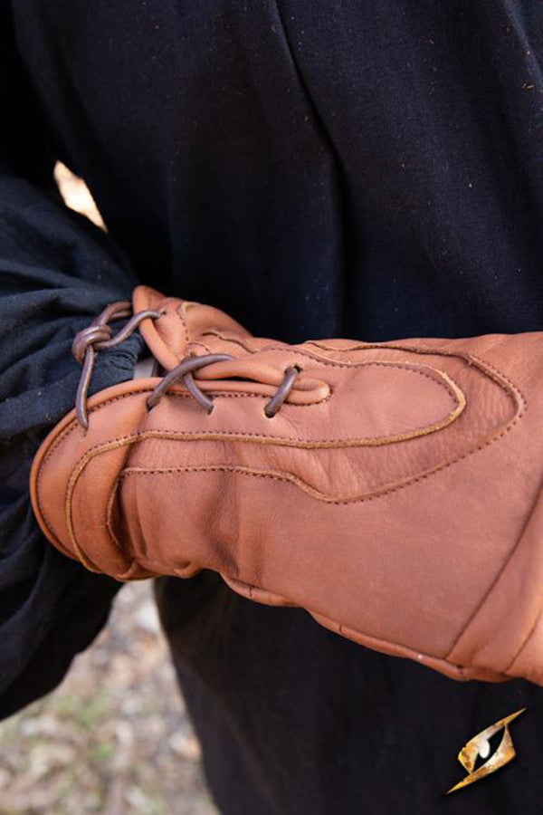 Guantes fantasía del Pícaro en cuero marrón claro