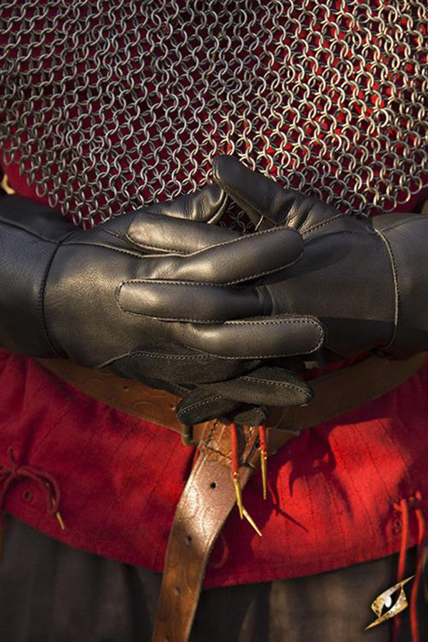 Guantes medievales del Halcón, cuero negro