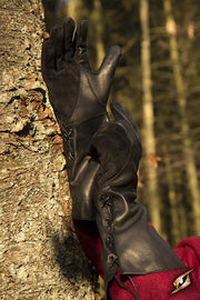 Guantes medievales del Halcón, cuero negro