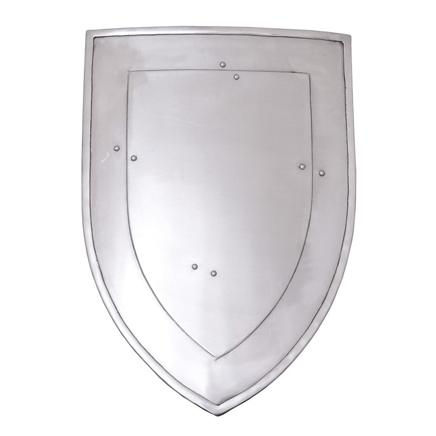 Escudo medieval funcional de metal con acolchado