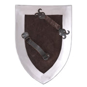 Escudo medieval funcional de metal con acolchado