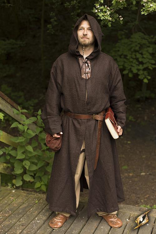 Túnica medieval marrón de monje Benedictino