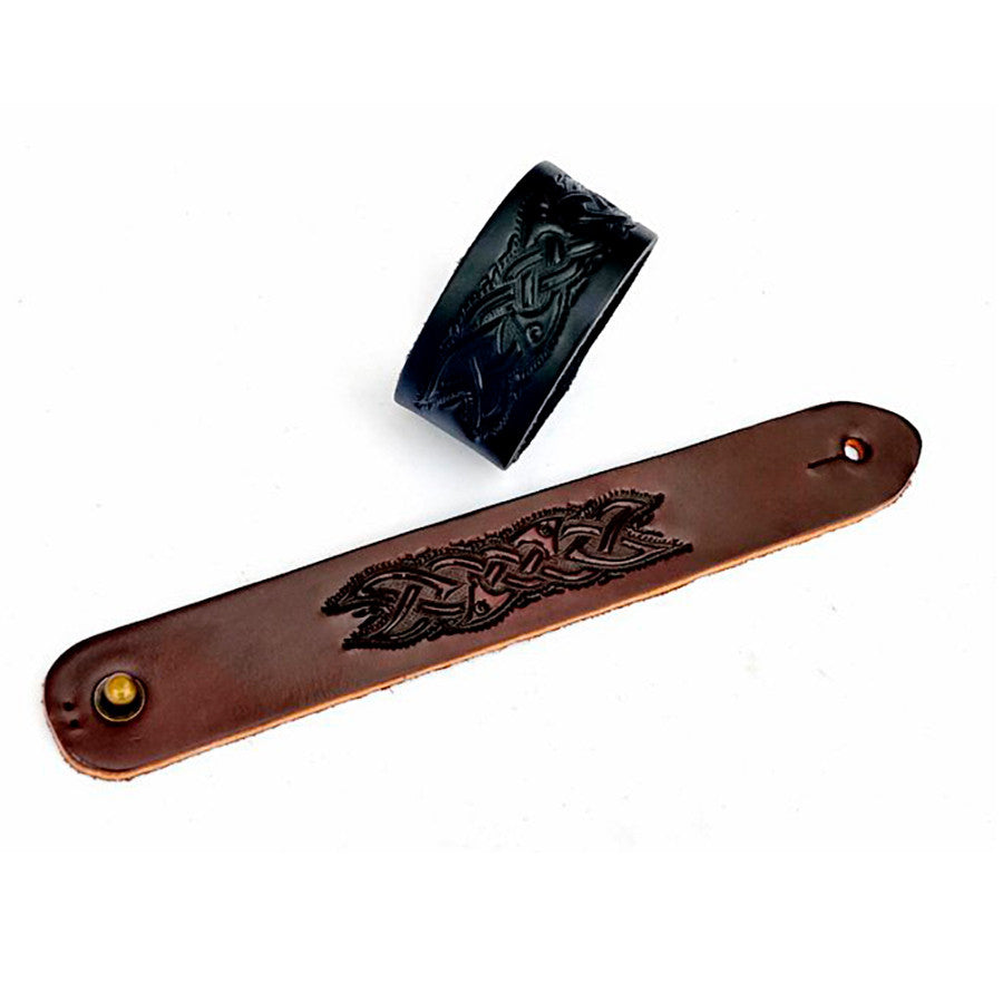 Pulsera-muñequera con nudos Celtas en cuero
