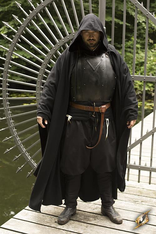 Capa medieval Godfrey negra en lana