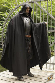 Capa medieval Godfrey negra en lana