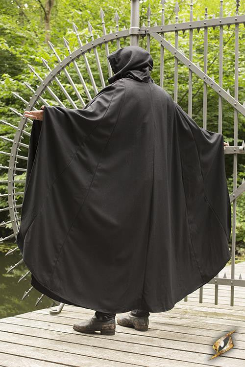 Capa medieval Godfrey negra en lana