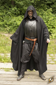 Capa medieval Godfrey negra en lana