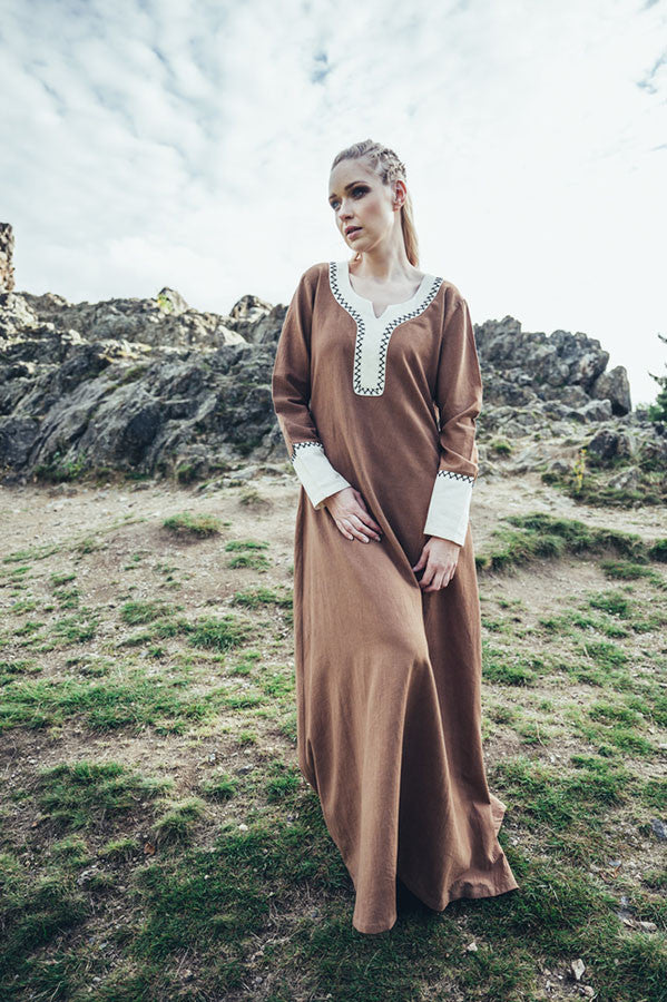 Vestido vikingo largo Freya, color arena