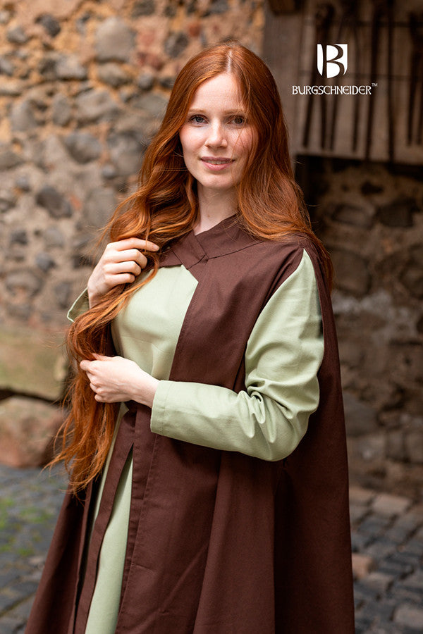 Capa medieval mujer Morpheus en algodón, marrón