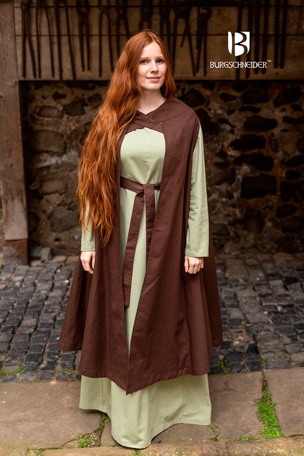 Capa medieval mujer Morpheus en algodón, marrón