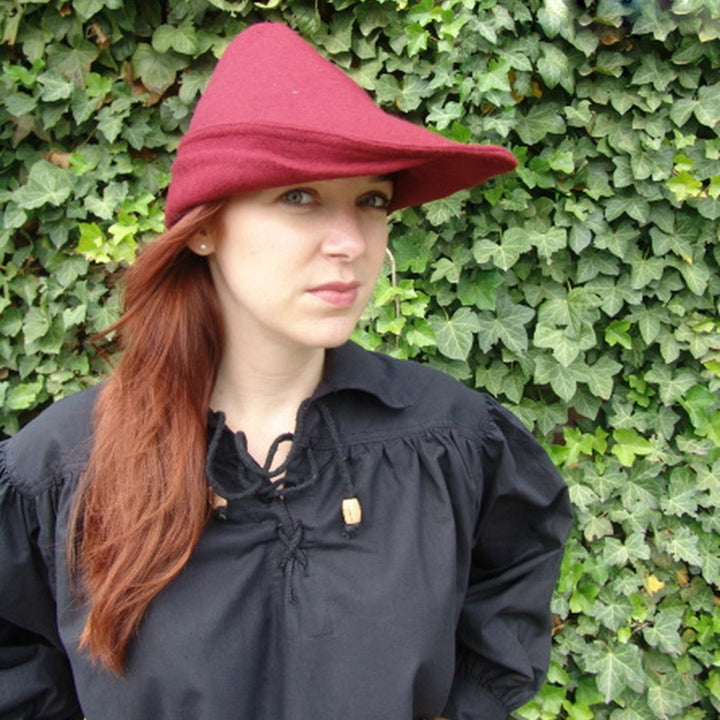Gorro de Robin Hood en lana de color rojo